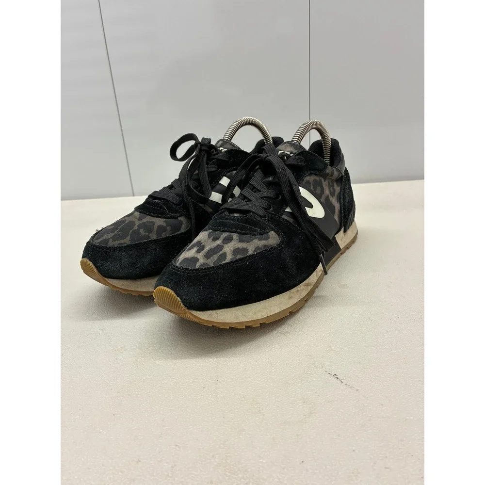 Tretorn Rawlins Women Leopard Print Suede Low Top Sneakers Black Brown